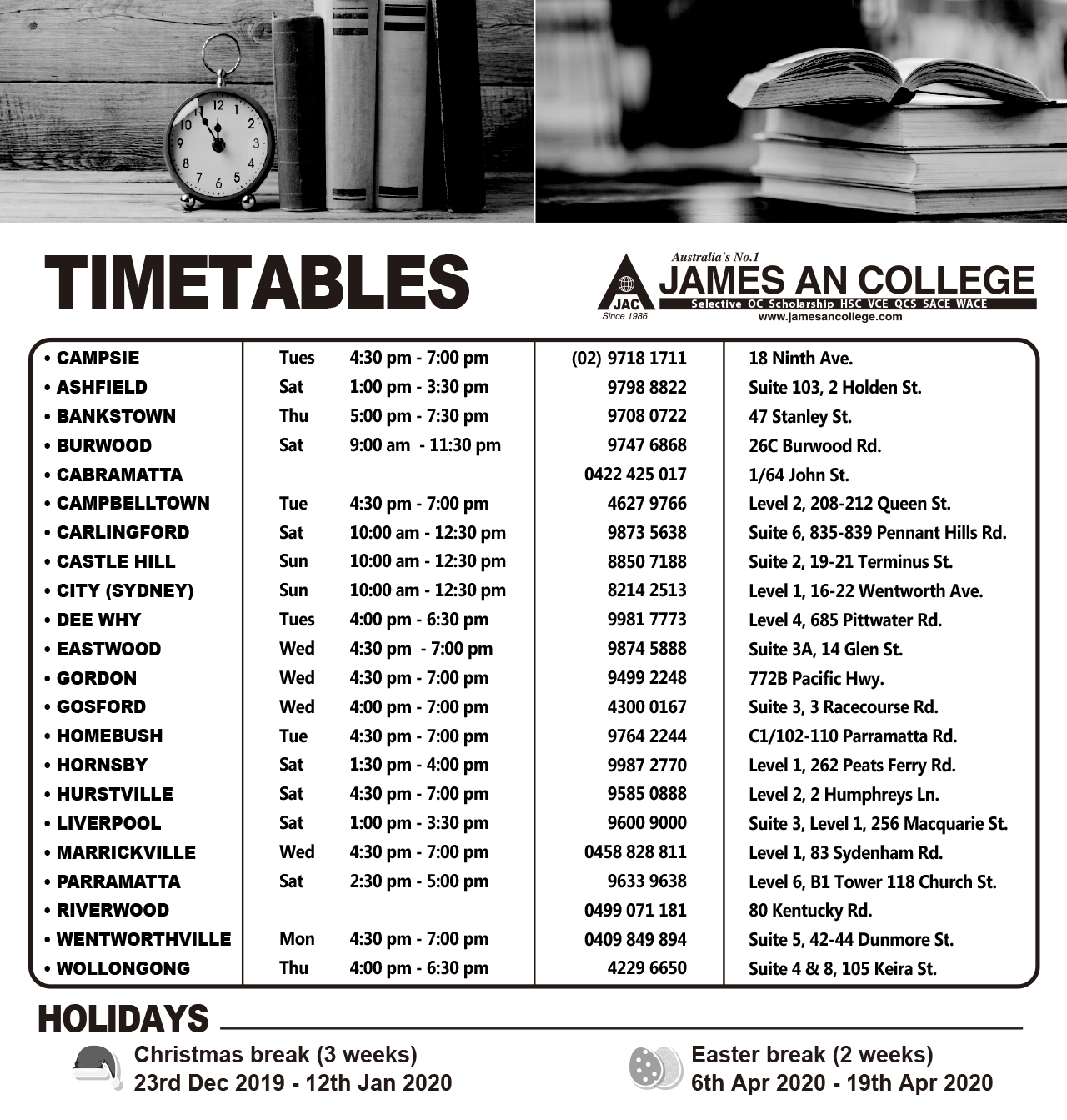 James An College Selective Trial Test Courses (SRM, SGA, SWS)